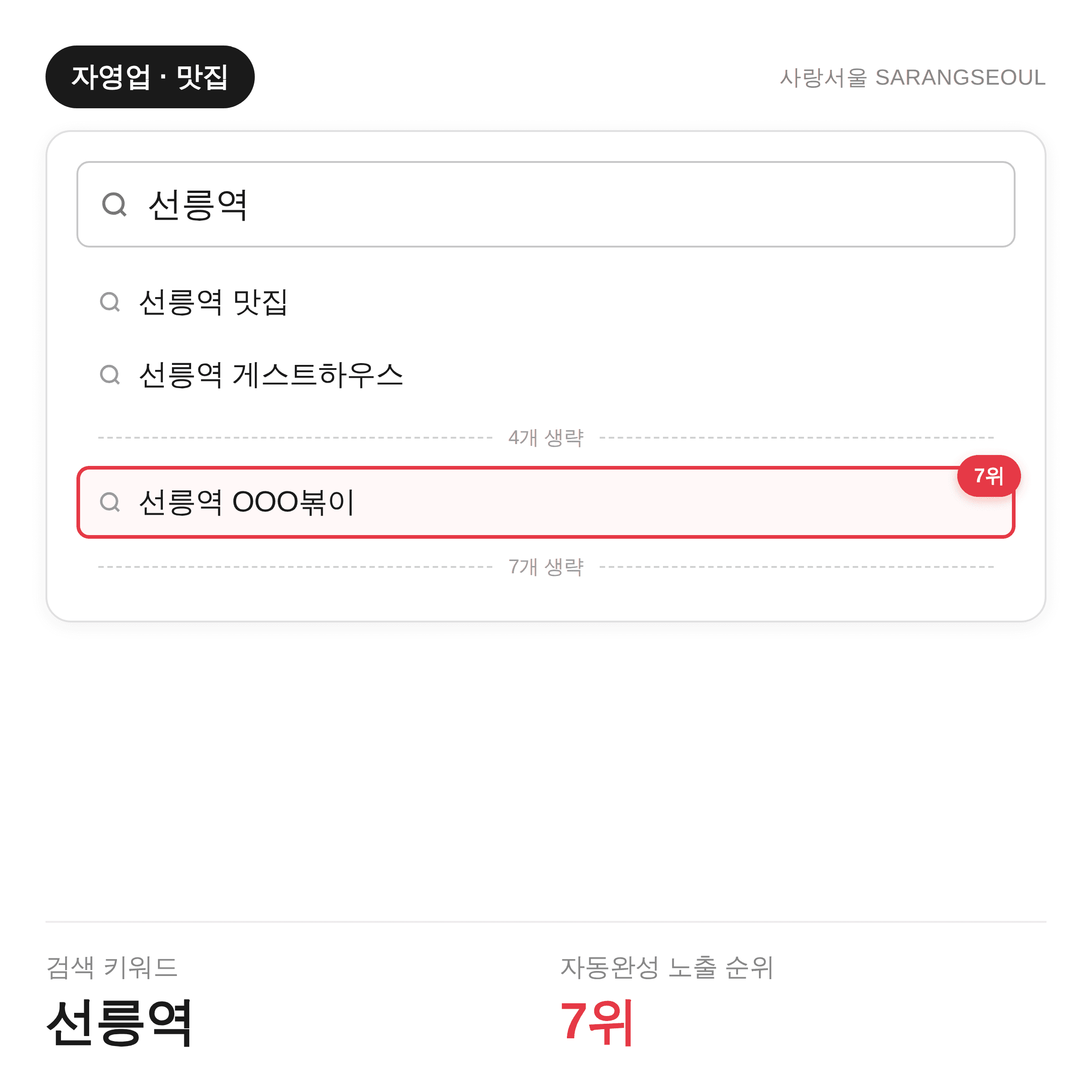 선릉역 — 자동완성 7위 (자영업·맛집)